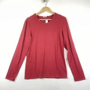 Plume & Thread Deep Brick Red Long Sleeve Basic Top T-Shirt Womens 4 XL NEW